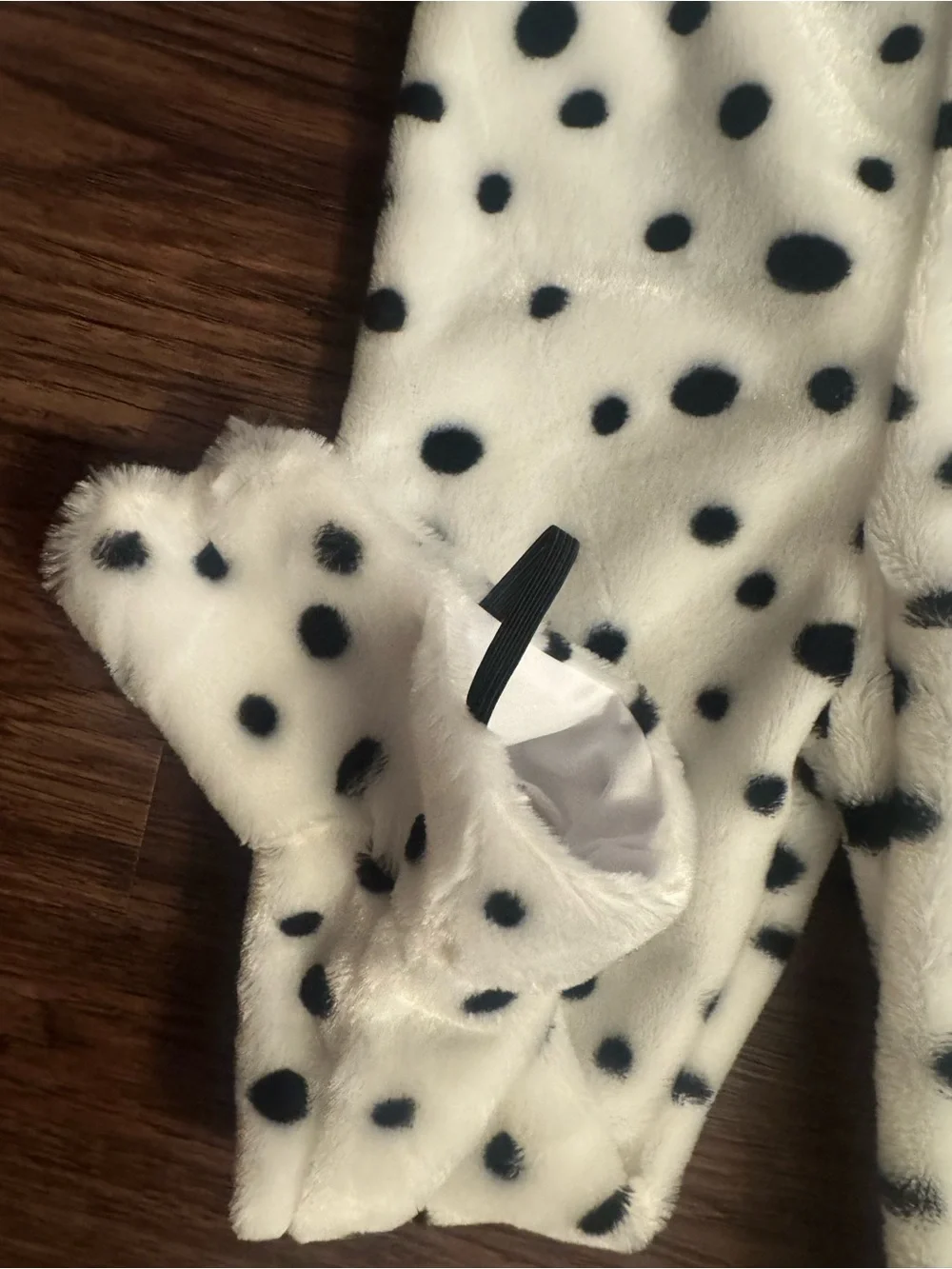 Kids Dalmatian Plush Hooded Costume - White with Black Spots